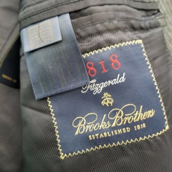 Brooks Brothers 41L Gray Stripe Fitzgerald Suit Jacket 100% Wool Made in Italy - Picture 6 of 8